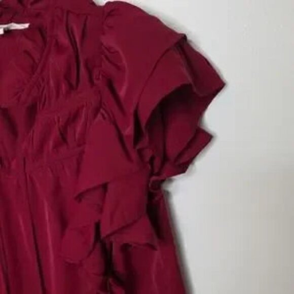 Entro Ruffle Sleeve Blouse in Deep Red Size Small - Picture 4 of 6